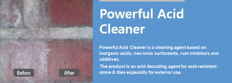 ConfiAd® Powerful Acid Cleaner is a cleaning agent based on inorganic acids, non-ionic surfactants, rust inhibitors and additives. ConfiAd® Powerful Acid Cleaner is an acid descaling agent for acidresistant stone & tiles especially for exterior use.